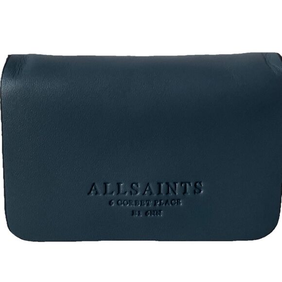 ALLSAINTS The Honore Leather Cardholder Crossbody In Steel Blue - Picture 7 of 8